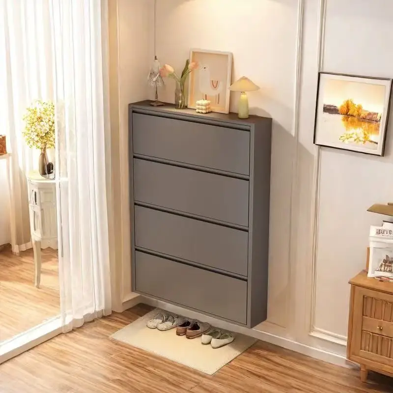 Factory Sale Widely Used Custom Modern 4 Doors Rack Designs Steel Black Metal Shoe Cabinets
