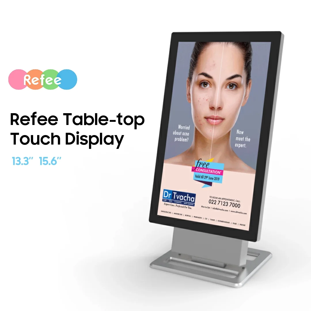 13.3 Inch Super Slim Kiosk Table Small Lcd Digital Signage On Table 