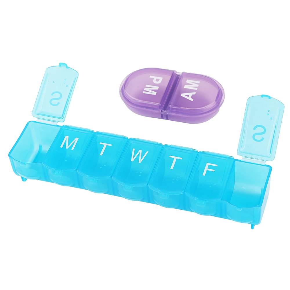 Еженедельные пластиковая коробка таблетки 7 дней для хранения таблеток с овальной формы AM PM таблетница