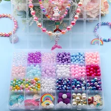 DIY bracelet making bead kit rainbow charms pearls beads set bracelet beads for diy necklace bracelet making