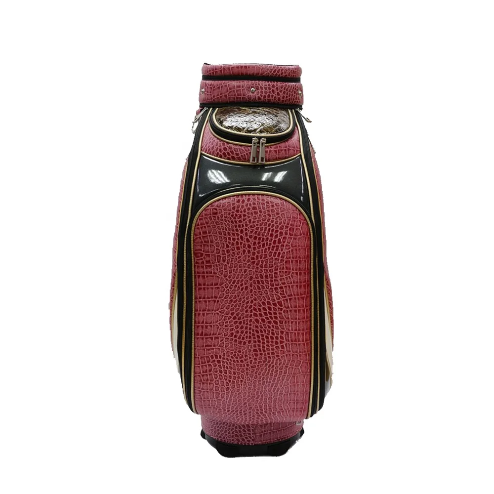 Artificial pink crocodile Skin Leopard Print Pu Spliced Golf Staff Bag Club Bag