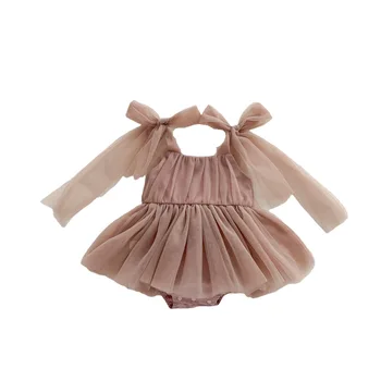 Spring Summer Babys Solid White pink  Gauze  Romper