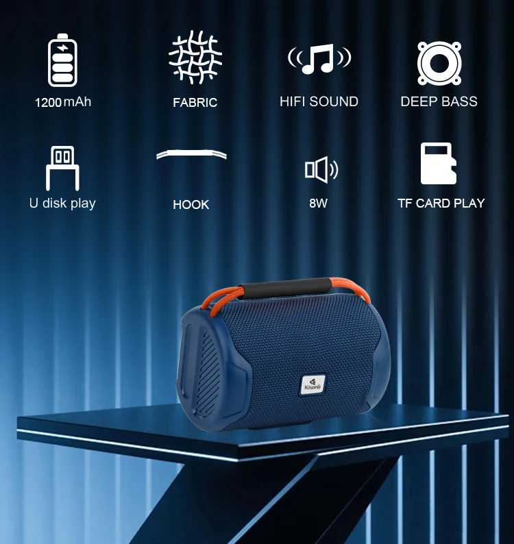 Kisonli Q39 8W Portable Bluetooth Speaker 1200mAh Battery Lasts Up to 5 Hours Supports TF Card and USB 17 H98339810c6264891850e05179ebf69bcV