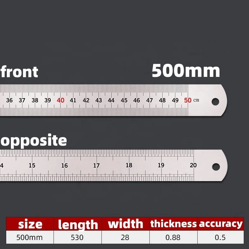 Мульти спецификация 15 см-200 см Передняя Метрическая и задняя английская нержавеющая сталь утолщенная прямая Линейка