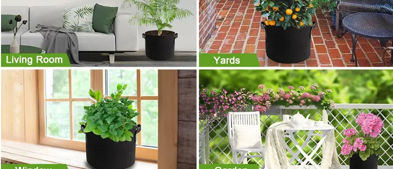 1 Gallon Traditional Farmhouse Design Black Durable Non-Woven Fabric Grow Bags Handles 260-400 Thickness for Garden Outdoor Use supplier