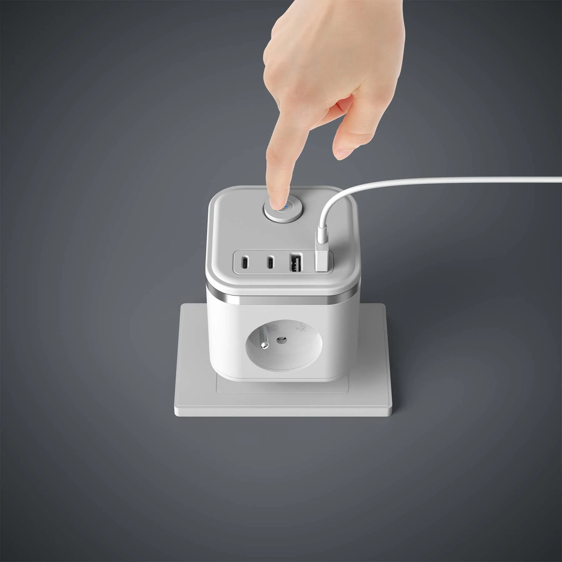 FR Power Strip With 3 Outlets 4 USB Ports 2 Type C Extension Cord Power Strip for Home Office