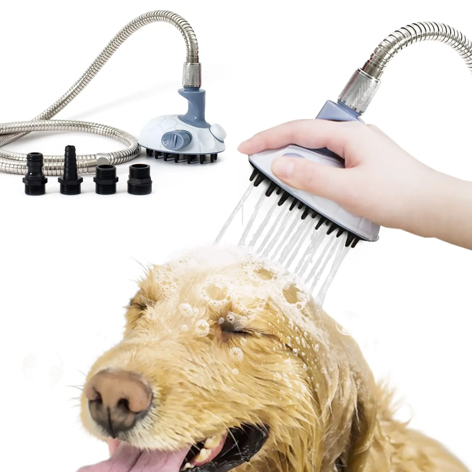Pet Bathing Tool Pet Shower Sprayer Dog Scrubber Set