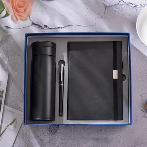 Wholesale Custom Logo Journal Business Notebook Set Pu Leather Notebook With Pen 304 Insulated Water Bottle Stationery Set