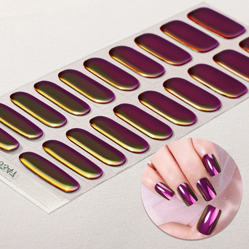 Neue Produkte Holografisches Nagellack-Gel-Streifen Chromspiegel-Holo Halbgehärtete Nagelklebebands UV-Licht erforderlich