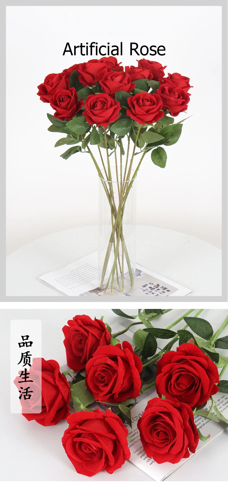 Silk Single Rose Pearl Flower Artificial Rose Eco-friendly Thanksgiving Graduation Christmas Mother's Day Easter Valentine's Day