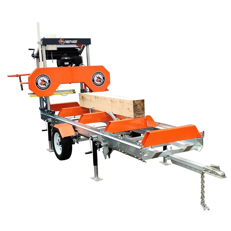 15hp gasoline engine portable sawmill with 4m trailer