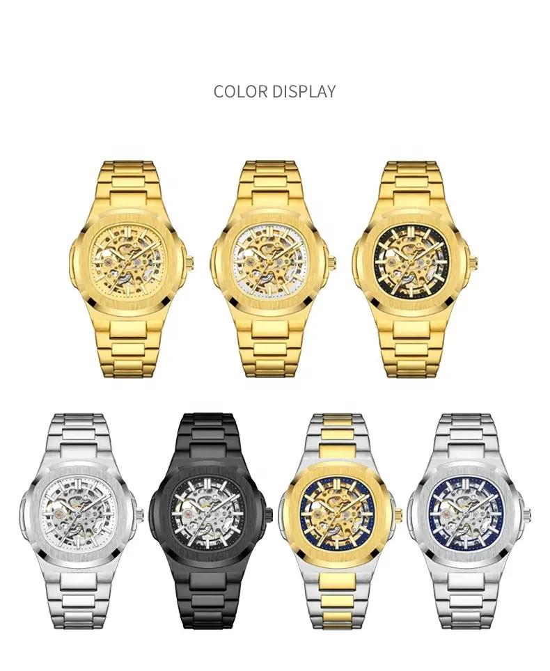 Luxury Men's Automatic Skeleton Watch Luminous Feature Business Hollow Mechanical Men Watch