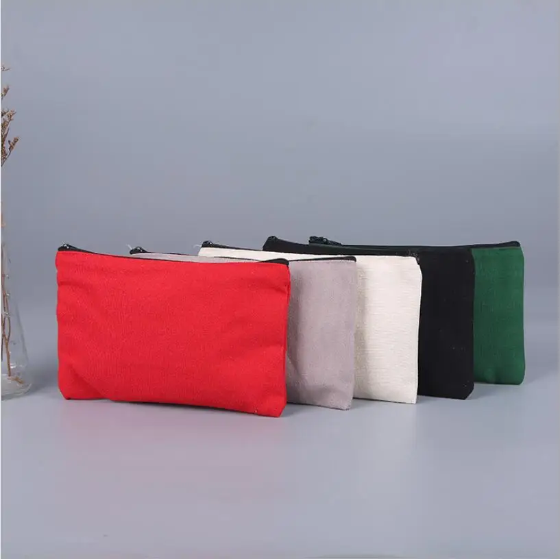 Wholesale Color Cotton Canvas Zipper Pouch With Logo Print Pencil Case