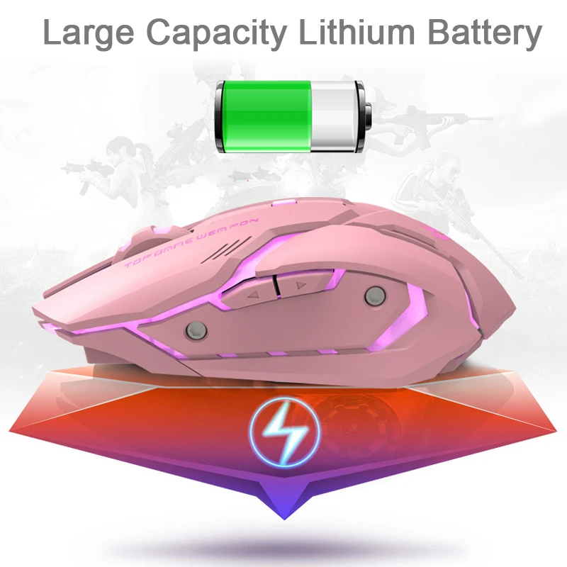 USB Rechargeable Backlit Mouse Ergonomic Optical Cute Pink Mice Women Wireless Mouse