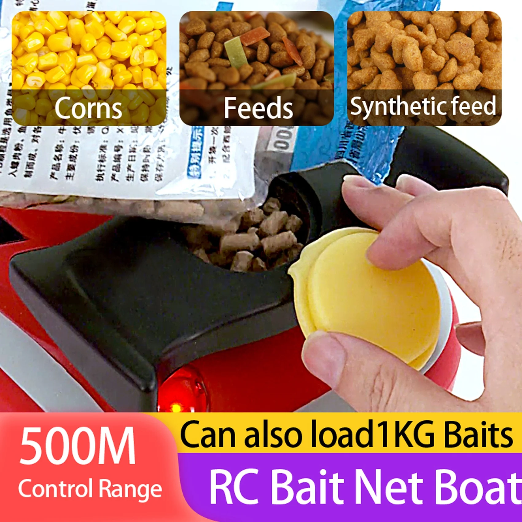 Bateau Appât Radiocommandé 500m - Feeder Pêche - Batterie Lithium 5200mAh - Neuf