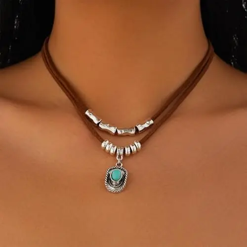 Fashion Turquoise Necklace Bohemian Western Style  Party Western Cowboy Style Clothing Matching Necklaces Trending Jewelry