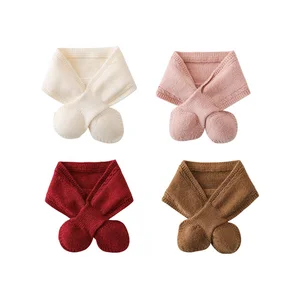 S0876/ Solid All-match Toddler Fuzzy Kids Girls Scarf Fashion Personal Warmth Comfortable Baby Scarf
