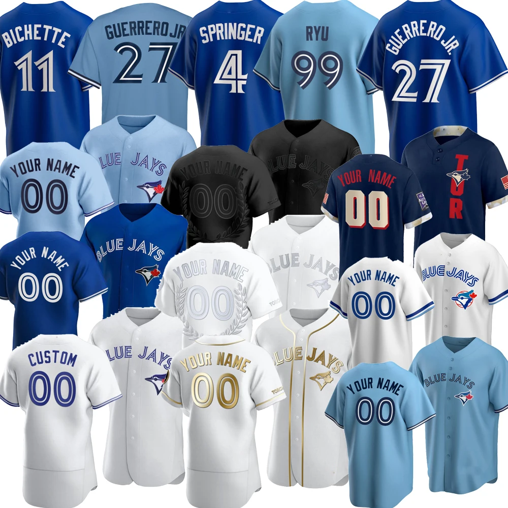 Wholesale Custom 2022 Toronto Men Women kids 11 Bo Bichette Jersey Blue 27  Vladimir Guerrero Jr. Hyun-Jin Ryu Baseball jerseys S-5XL From m.