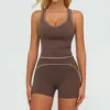 7028 Gilet et 7028 Short - Marron foncé