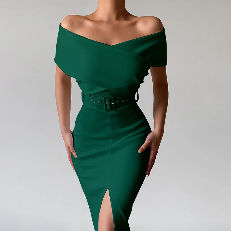 formal plus size emerald green dress Gothic Emerald Green Off-Shoulder Ball Gown with Cinched Waist main image 0