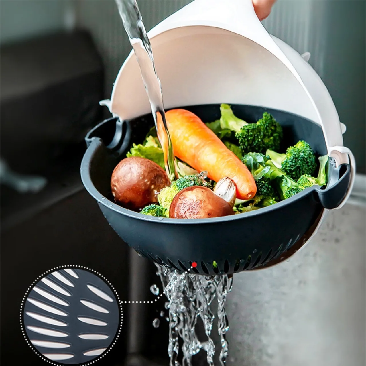 Shop for New 9 in 1 Rotate Vegetable Cutter with Drain Basket  Multifunctional Food Slicer Grater Shredder Kitchen Food Chopper Grater  Strainer Fruit Colander Peeler Salad Machine Kitchen Tool at Wholesale Price