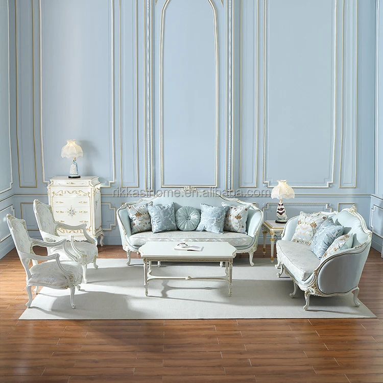 Handmade Wooden Sofa Cover Design French Style Traditional Sofa Sets