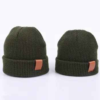 Wholesale knit hat children kids warm winter cap mother and baby beanie hats