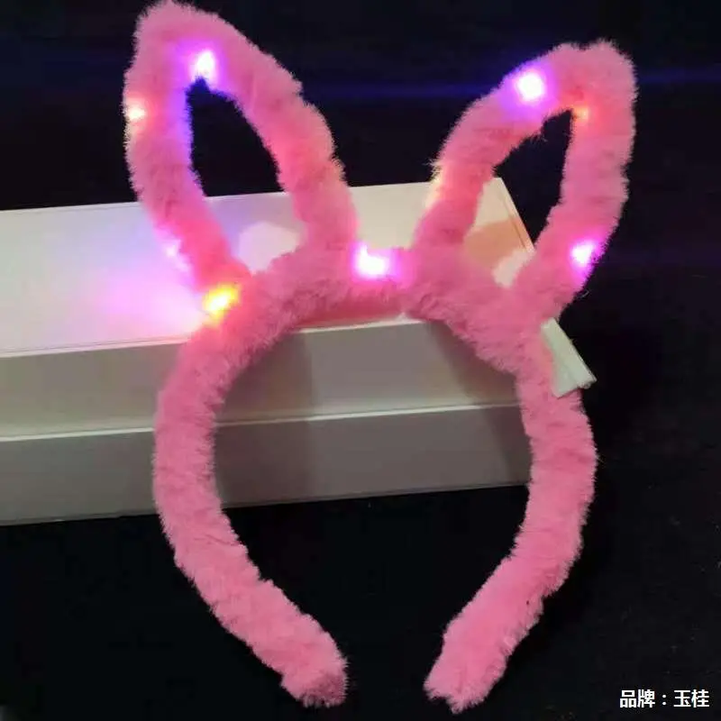 LED Light Luminous Rabbit Ears Flashing Bunny Ears Headdress Head Hair Band Hoop Kid Birthday Christmas Party Decoration Toy