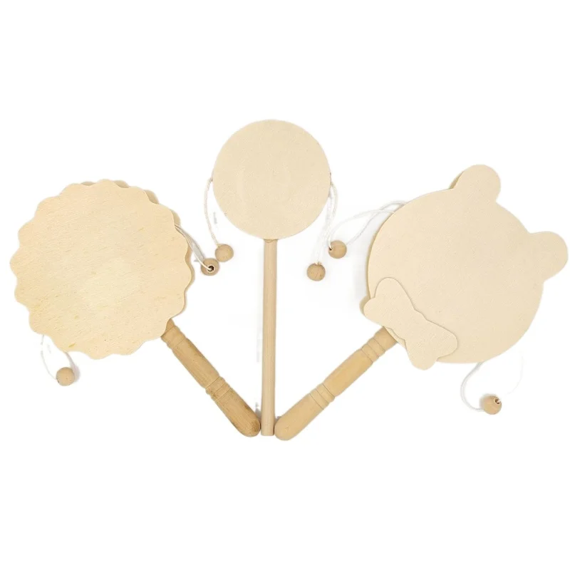 Оптовая продажа, высококачественный деревянный барабан-погремушка, музыкальный инструмент, ручной барабан для детских игрушек