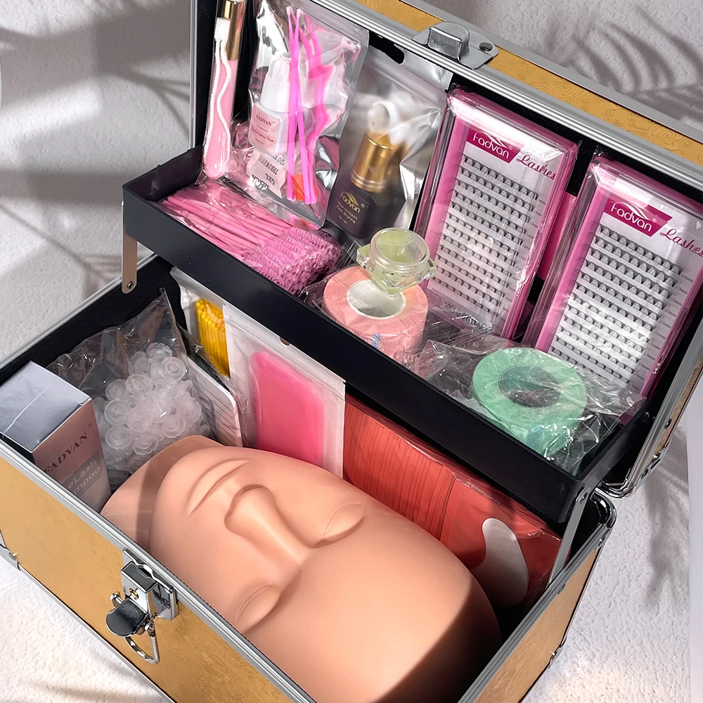 False Eyelashes Training Practice Exercise Kit Makeup Mannequin Head Set Private Label Graft Individual Eyelash Extension Kits