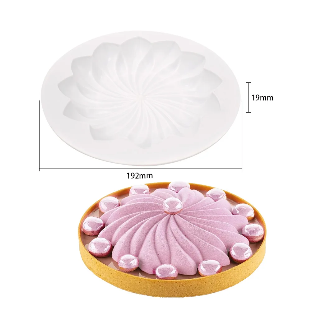 Moule En Silicone 6 Cavités Pour Mousse/dessert - Forme Fleur Spirale, Apte Four Et Congélation - 10