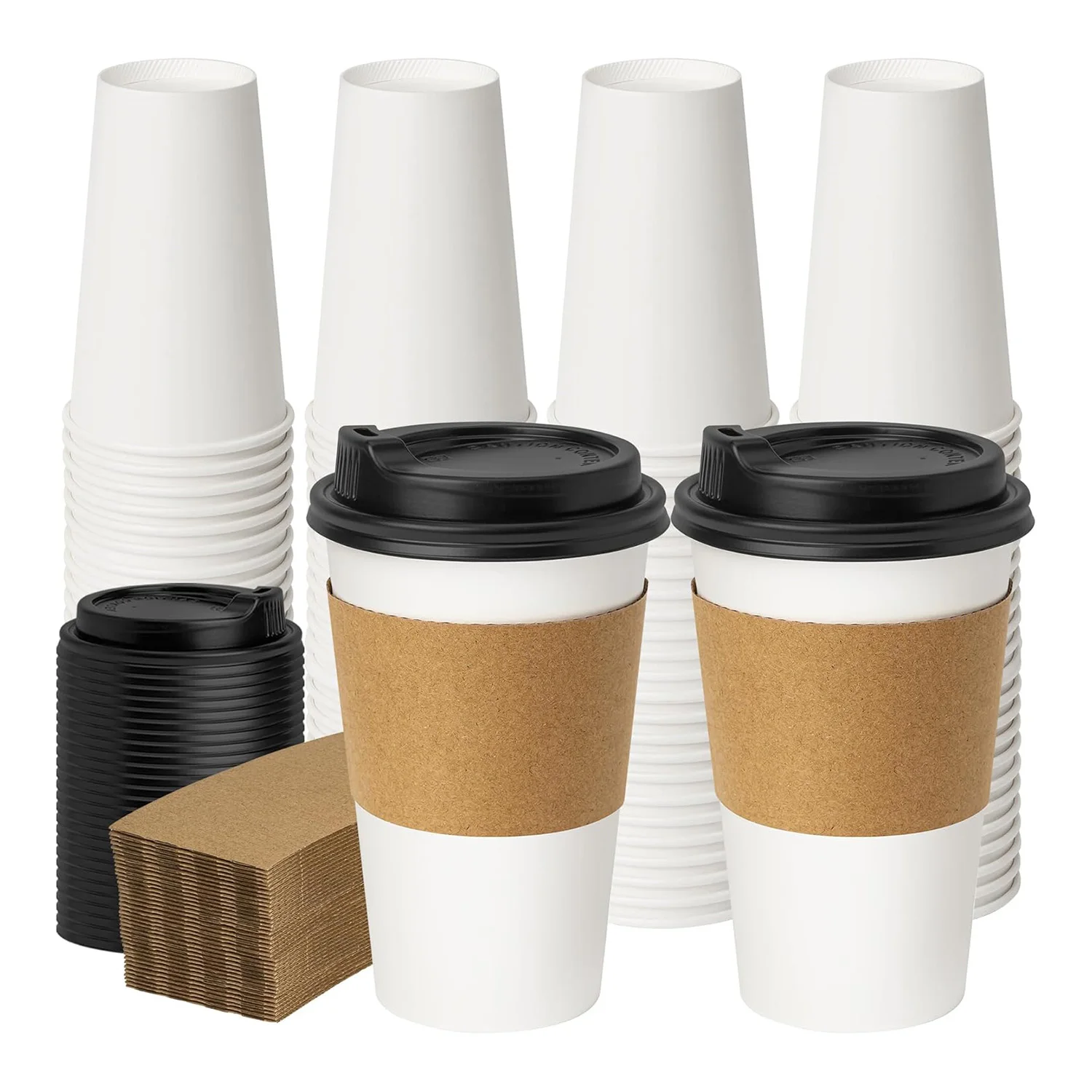 Customizable Beverage Cup Sleeve Disposable Kraft Cardboard Cafe Drink Sleeve With Printed Logo