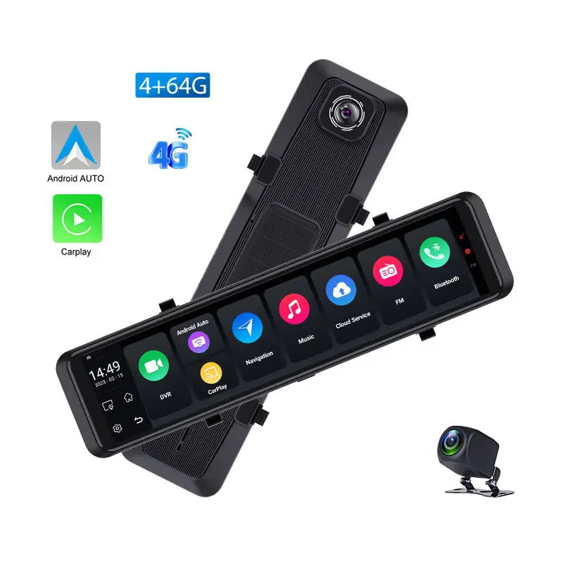 10" Android Smart Rearview Mirror Dash Cam - 4 Cameras, 4G WiFi, GPS, Full HD 1080p DVR