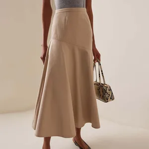 OEM Manufacturer Custom Clothing Breathable High Quality Solid Color Pleated Long Maxi Skirt
