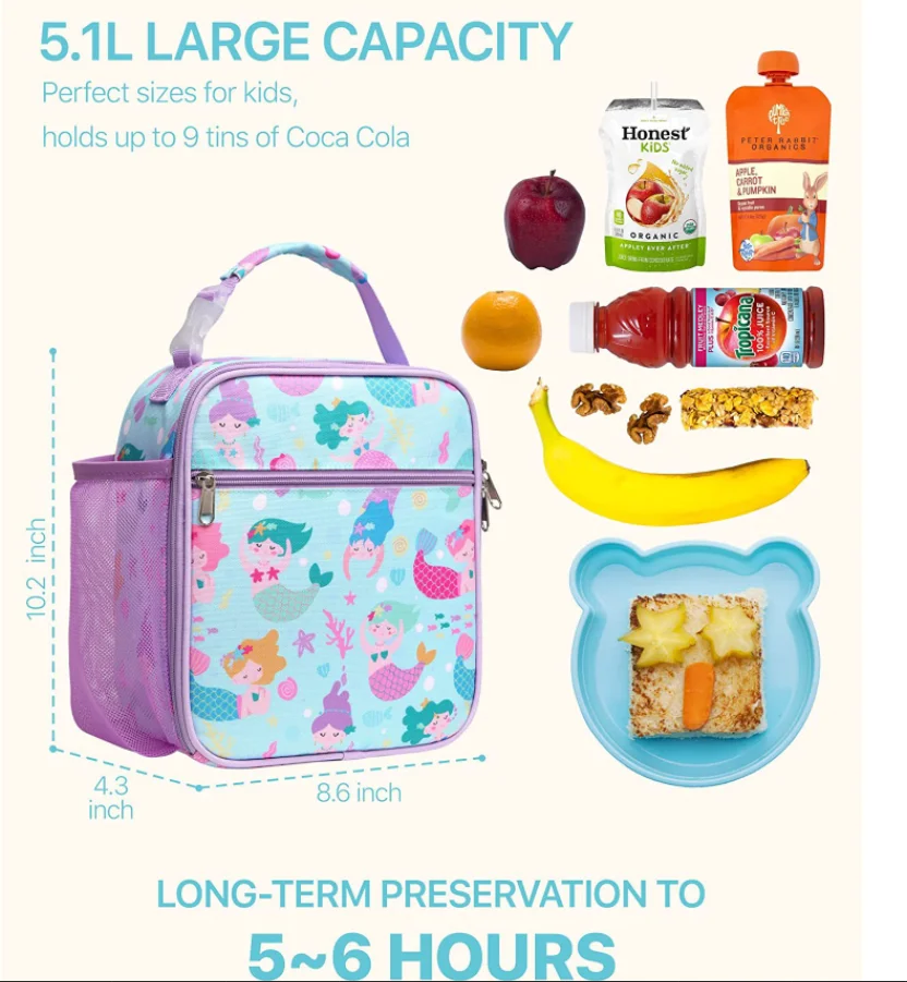 Custom Color And Pattern Insulated Lunch Bag For Kids Waterproof Cooler