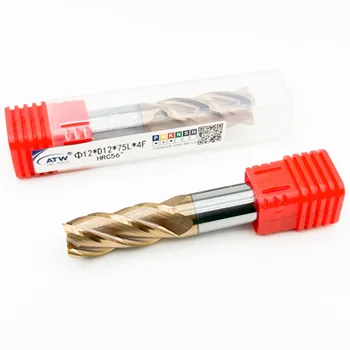 HRC 56 Micro  Grain Carbide Square Endmill, Milling cutter TIALN Coated for Alloy Steels & Hard Steel D12*D12*75L*4F endmills