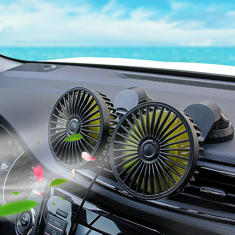 Dual Head Car Cooling Fan USB Adjustable 5V