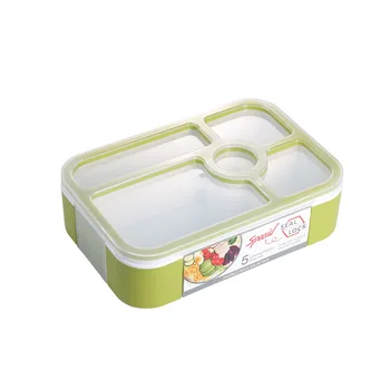5 Compartments Insulated Food Plastic Silicone Containers Bento Lunch Box for Kids Toddler