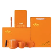 Business office cup gift box set filter ceramic tea cup + notebook + signature pen business gift customization