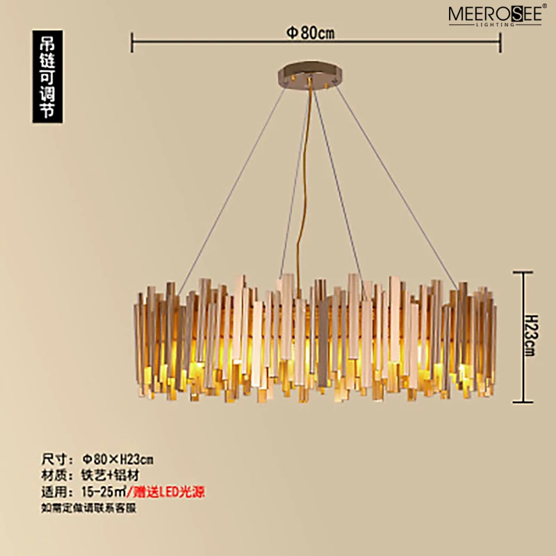 Meerosee Metal Light for Restaurant Gold Color Modern Chandelier and Lights MD86765