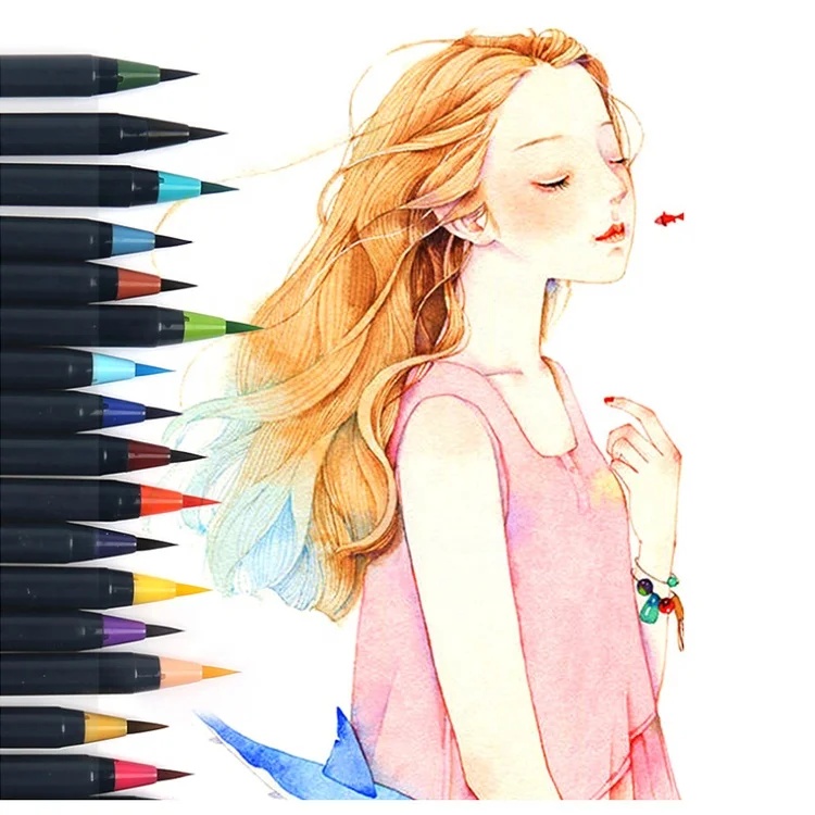 New drawing art student water 24 color marker brush pen