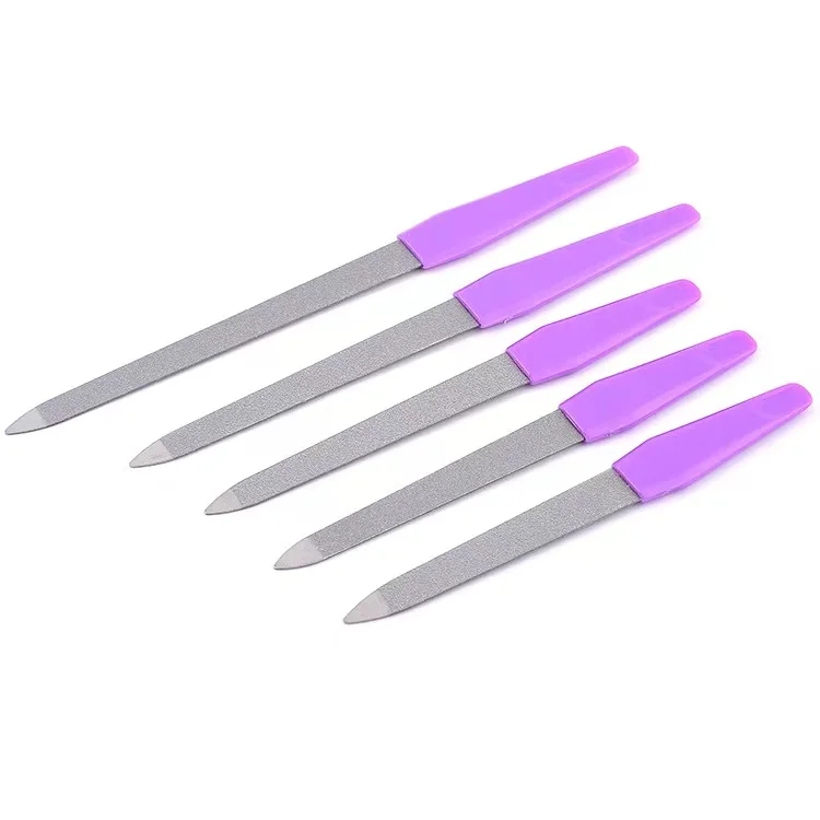 Wholesale Double Sides Metal Nail File Colorful Mini Plastic Nail File