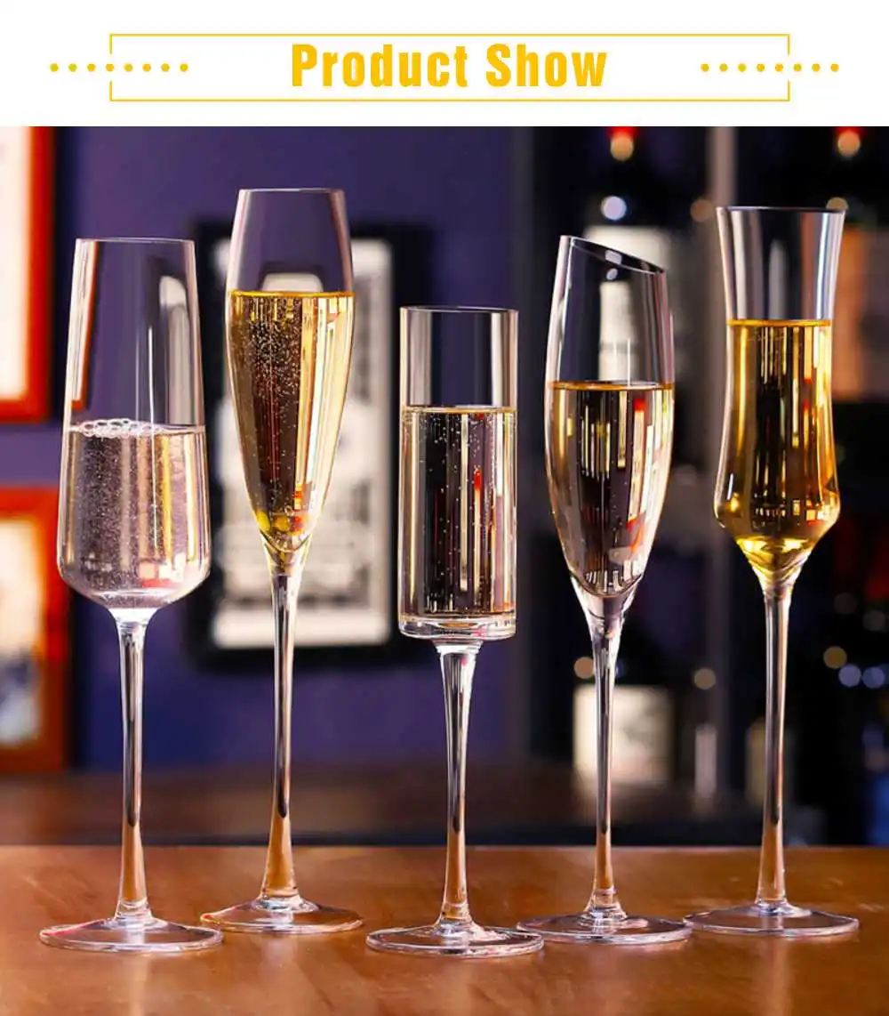 Thin Stem Hand Blown Champagne Glass Flutes With Gift Box For Any