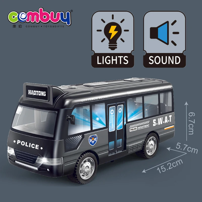 Flash Light Friction Power Inertia Car City Music Bus With 8pcs