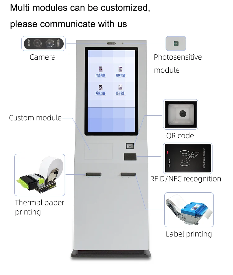 Commercial Smart Parking Pay Station with IP65 Waterproof Enclosure Cash Coin Recycler and Thermal Receipt Printing