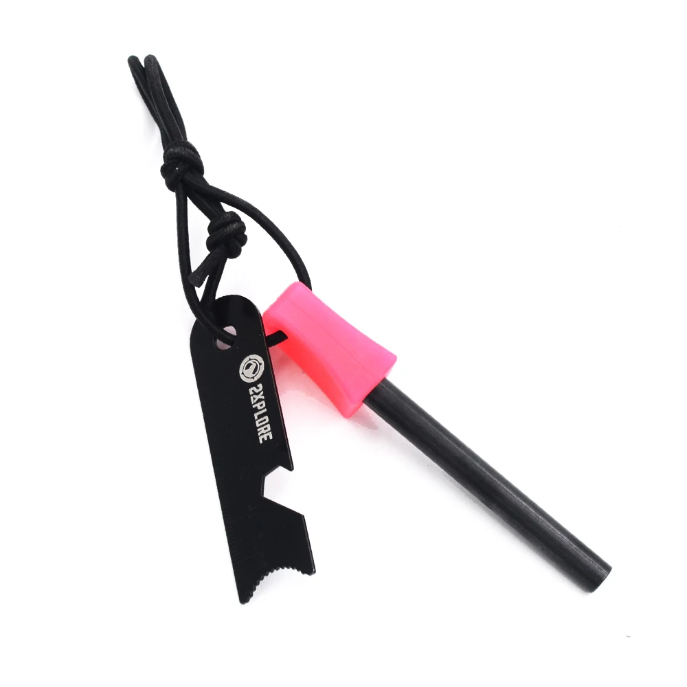 Glow-In-The-Dark Handle Luminous Magnesium Ferro Rod Pink Orange Green Light-Up Fire Starter for Outdoor Camping Survival Kit