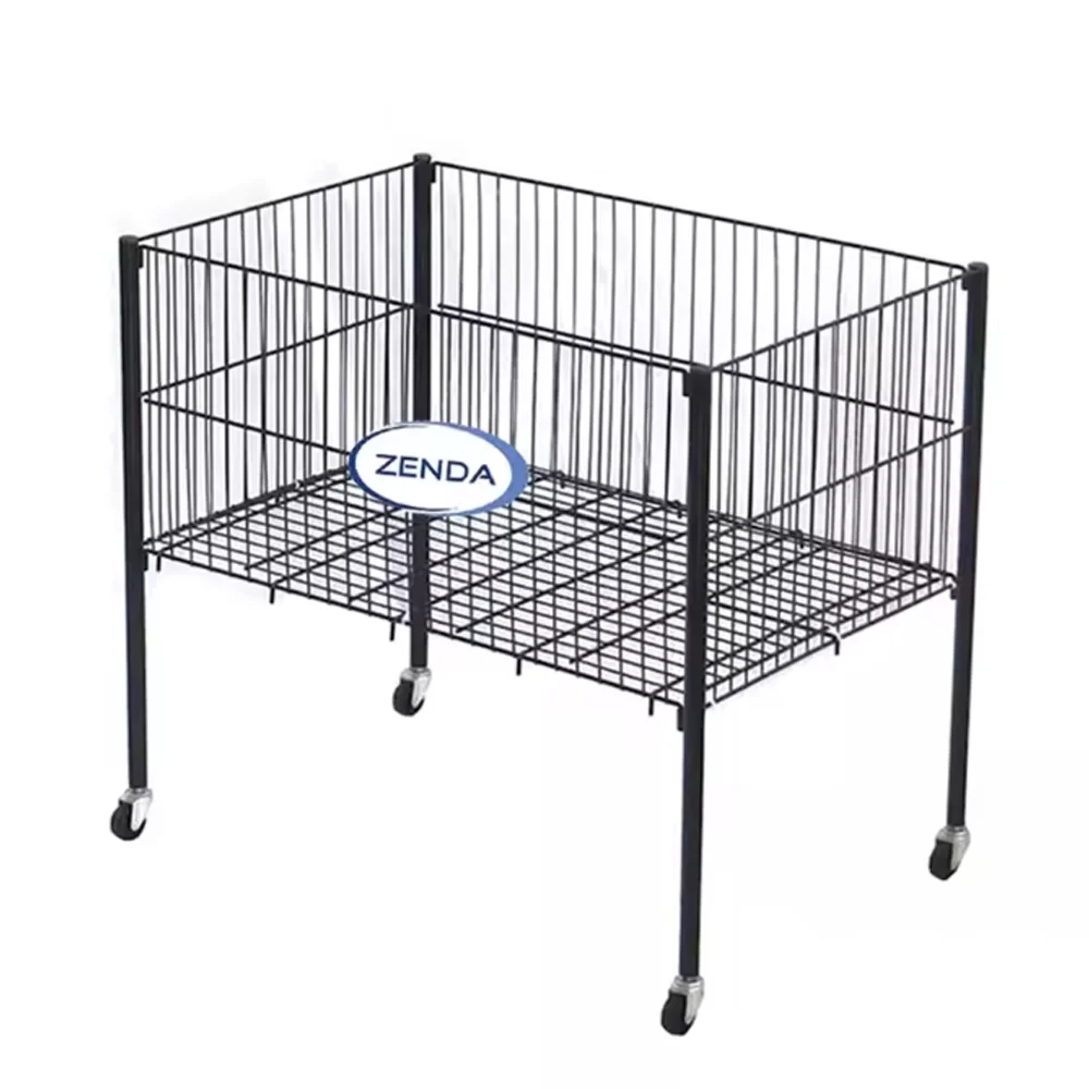 Quality Capacity 50kg Lightweight Wire Mesh Container Stainless Steel Folding Rack Roll Cage Trolley