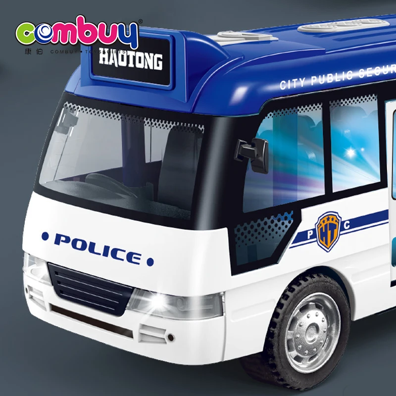 Flash Light Friction Power Inertia Car City Music Bus With 8pcs