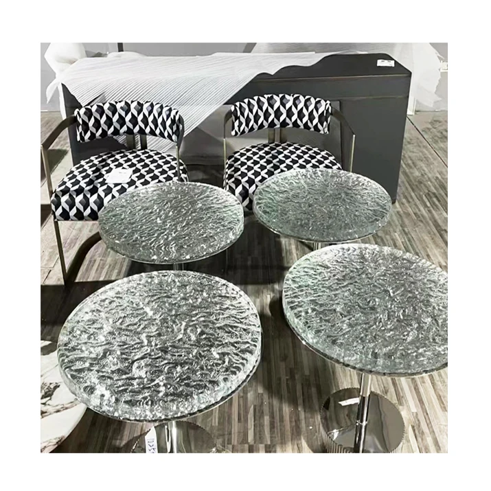 Livingroom furniture metal base crystal glass round coffee side table