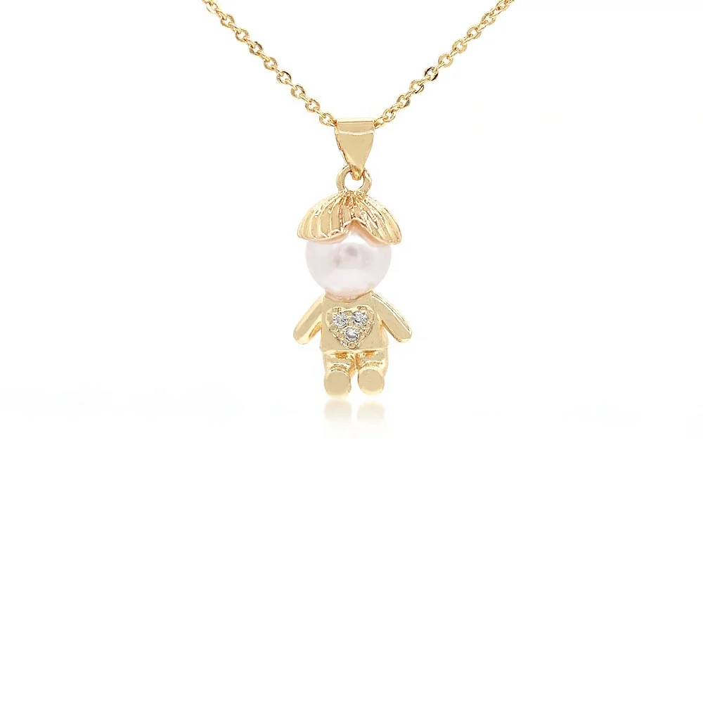 Friendship Charm Boy And Girl Shaped Charm 18k Gold Plating Cz Pave And